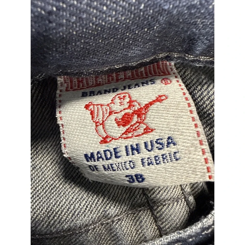 True Religion World Tour Men's Straight Leg Jeans size 38 distressed Made In USA